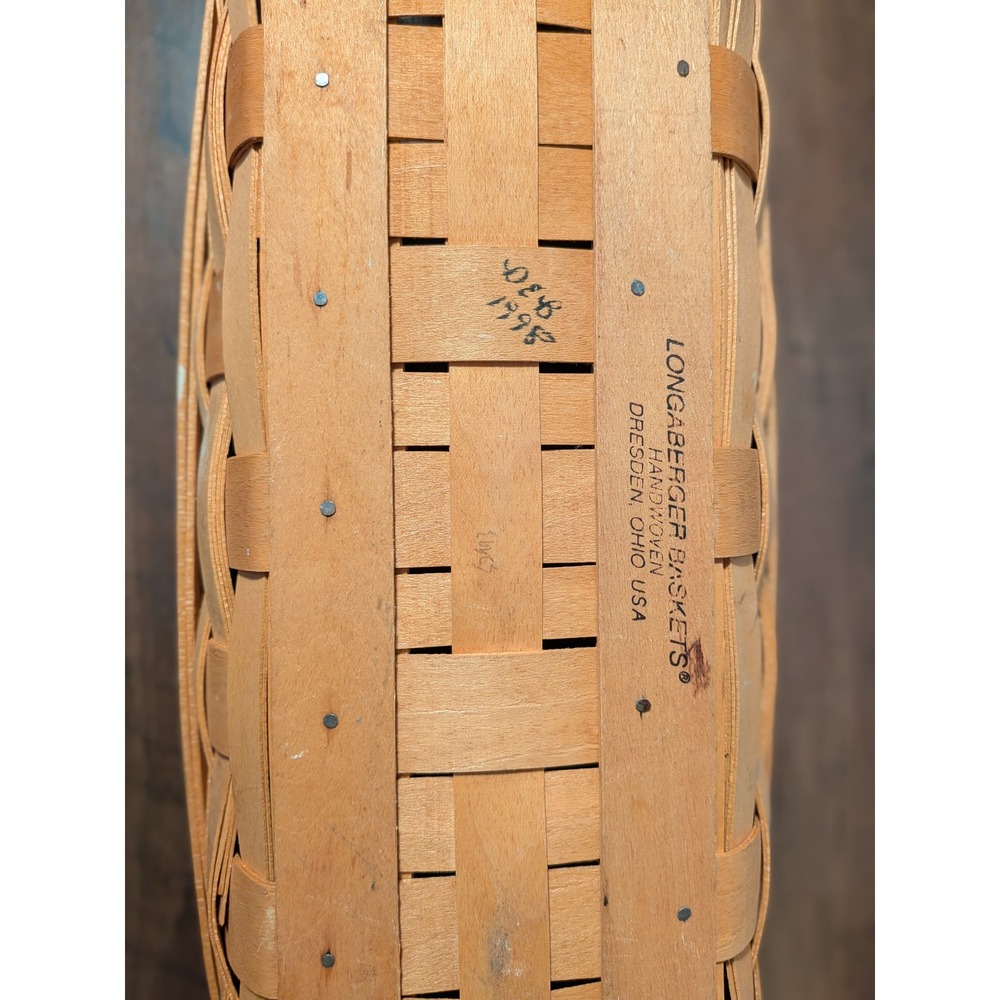 Longaberger Baskets Woven Wood Leather Handles Basket Organizer Storage - Picture 8 of 12